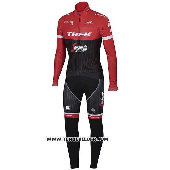 2017 Maillot Ciclismo Trek Segafredo Noir et Rouge Manches Longues et Cuissard